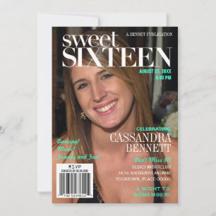 Invitation Fashion Magazine Turquoise Sweet sixteen Party