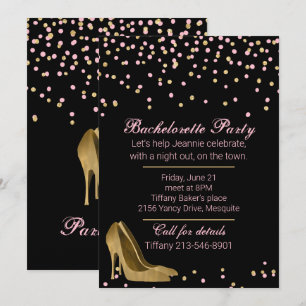 Invitation Fashion Or Stiletto Enterrement de Vie de Jeune Fi
