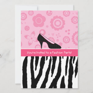Invitation Fashion Party tendance Zebra Girly Rose Chaussures