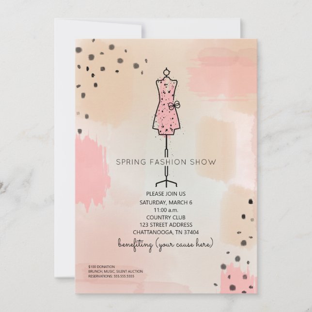 Invitation Fashion Show Charity Event Dress Form Pink (Devant)