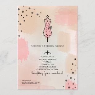 Invitation Fashion Show Charity Event Dress Form Pink