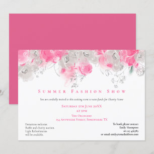 Invitation Fashion Show d'été Flores d'événements gris rose