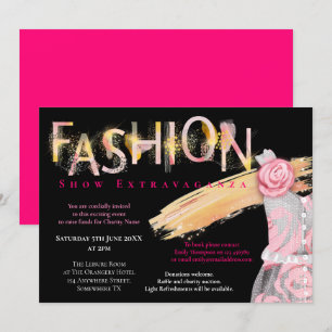 Invitation Fashion Show Événement Typographie de l'art Pink B
