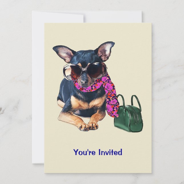 Invitation Fashionista Chihuahua (Devant)