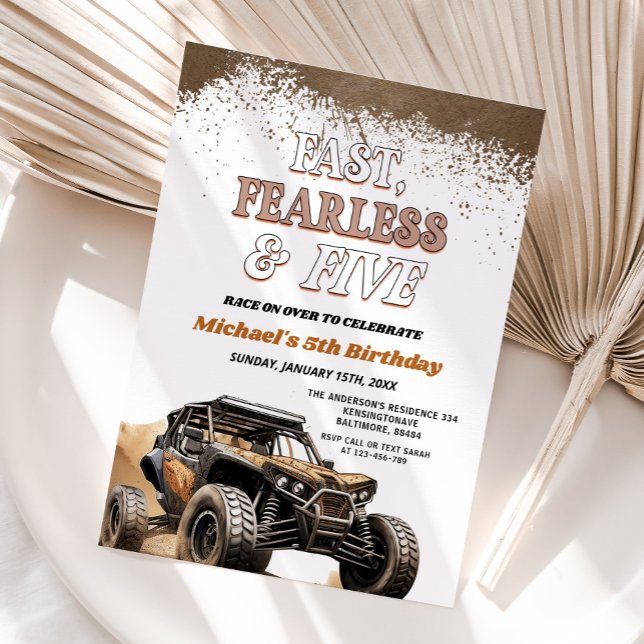 Invitation Fast Fearless & Five Muddy ATV Boy 5e anniversaire (Créateur téléchargé)