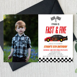 Invitation Fast & Five Red Flame Race Car 5e fête d'anniversa