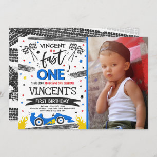 Invitation Fast One 1er Anniversaire Party Red Race Car Fast