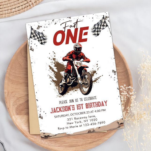 Invitation Fast One Dirt Bike Adventure 1er anniversaire (Créateur téléchargé)
