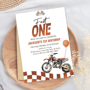 Invitation Fast One Dirt Bike Boy 1ère fête d'anniversaire