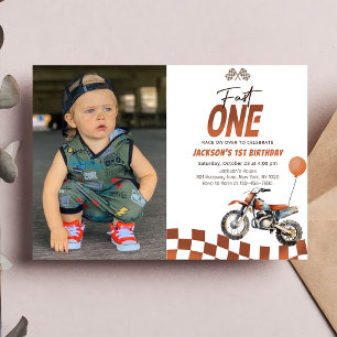 Invitation Fast One Dirt Bike Boy 1st Birthday Party Photo