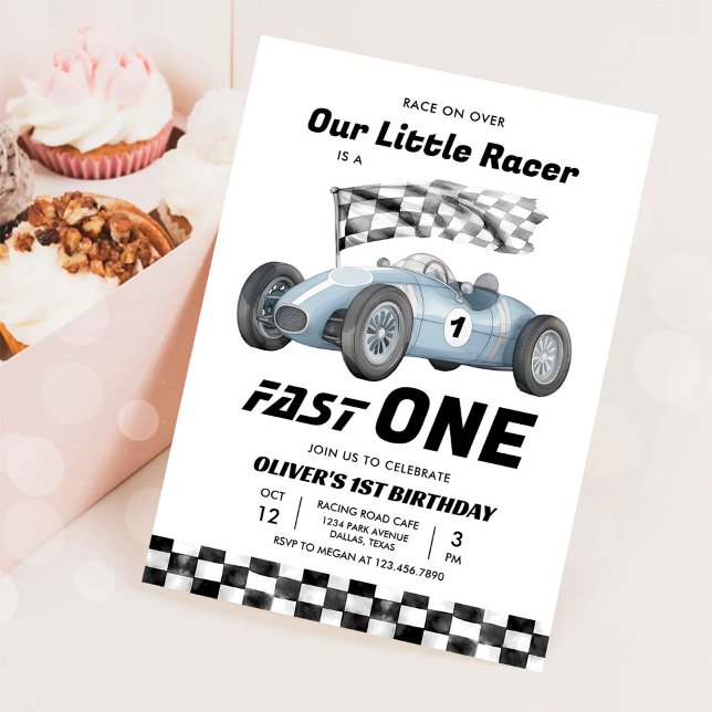 Invitation Fast One Race Car 1er Anniversaire Racing Boy (Créateur téléchargé)