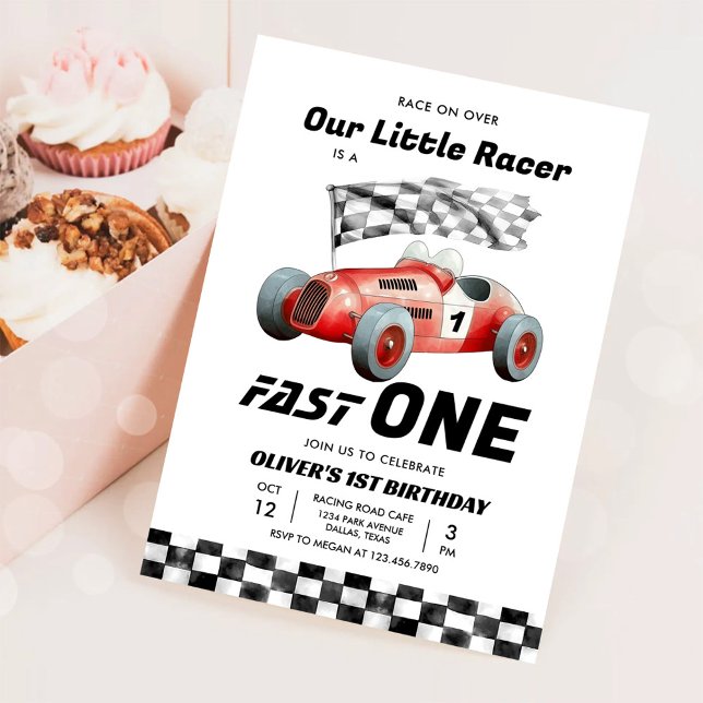 Invitation Fast One Race Car 1er Anniversaire Racing Boy (Créateur téléchargé)