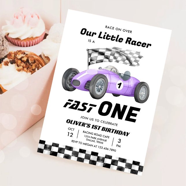 Invitation Fast One Race Car 1er Anniversaire Racing Girl (Créateur téléchargé)