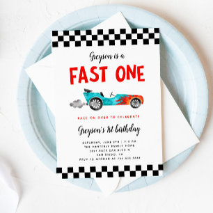 Invitation FAST ONE Race Car Boy 1er anniversaire