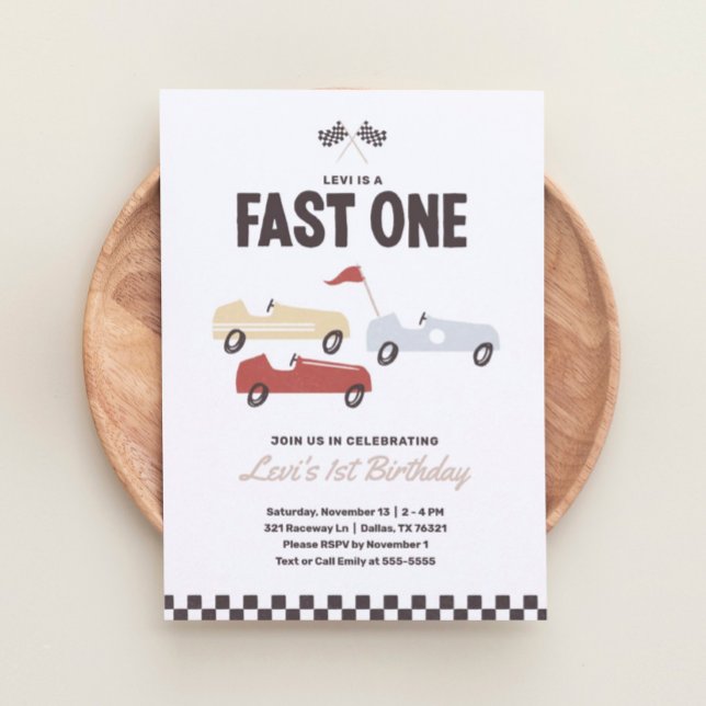 Invitation Fast One Race Car Boy 1ère fête d'anniversaire (Créateur téléchargé)