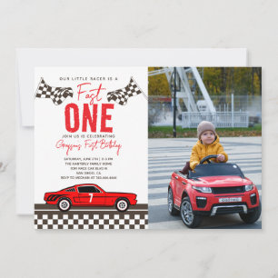 Invitation Fast One Race Car Boy 1ère fête d'anniversaire