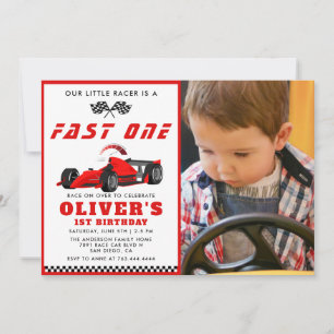 Invitation Fast One Race Car Boy 1ère Photo Anniversaire