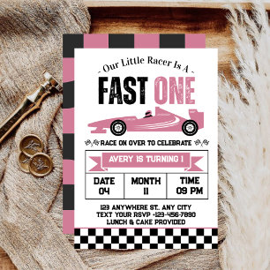 Invitation Fast One Race Car Girl 1er Anniversaire