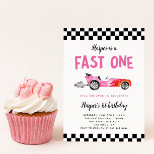 Invitation FAST ONE Race Car Girl 1er anniversaire fête