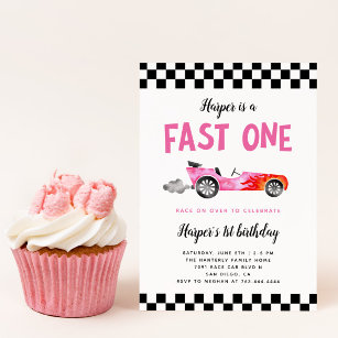 Invitation FAST ONE Race Car Girl 1er anniversaire fête