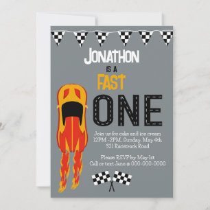 Invitation Fast ONE racecar thème 1er anniversaire fête