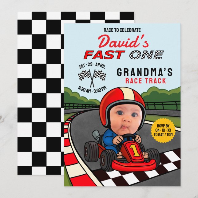 Invitation Fast ONE Racer Anniversaire (Devant / Derrière)