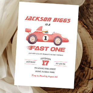 Invitation Fast One Racing Car Boy Premier Anniversaire