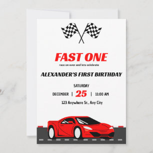 Invitation Fast One Racing Car Premier Anniversaire Invitatio