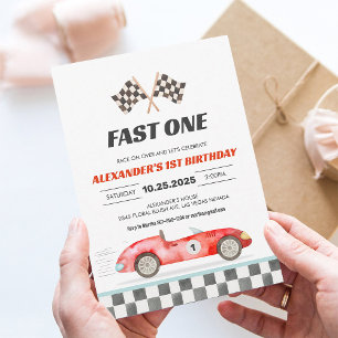 Invitation Fast One Racing Car Vintage Premier anniversaire