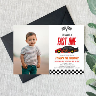 Invitation Fast One Red Flame Race Voiture 1er anniversaire f