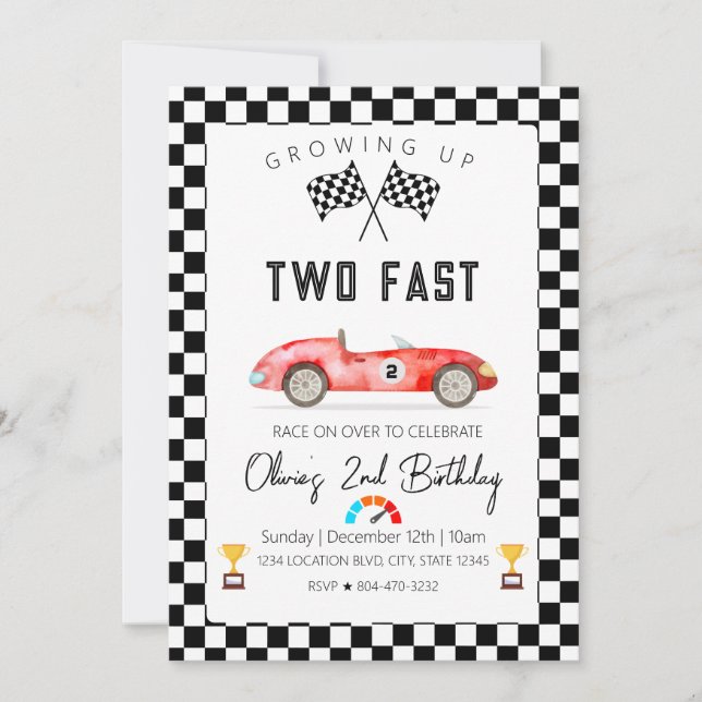 Invitation Fast Racing Car 2nd birthday (Devant)