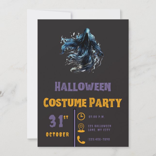 Invitation Faucheuse noire effrayante Halloween (Devant)