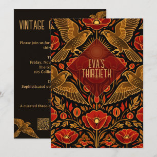 Invitation Faucons et Pavots Art Déco 30e Anniversaire sur