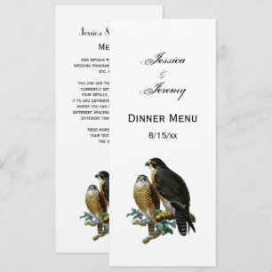 Invitation Faucons stylisés vintage sur une branche