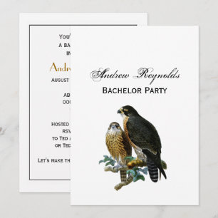 Invitation Faucons stylisés vintage sur une branche