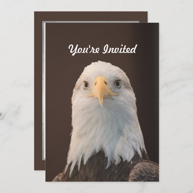 Invitation Faune Bald Eagle Portrait Photo Anniversaire (Devant / Derrière)
