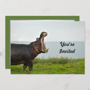 Invitation Faune Hippopotamus Photo Anniversaire