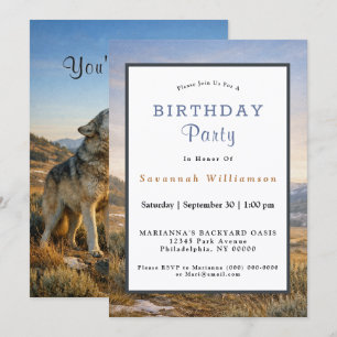 Invitation Faune Loup Gris Hurlement Anniversaire