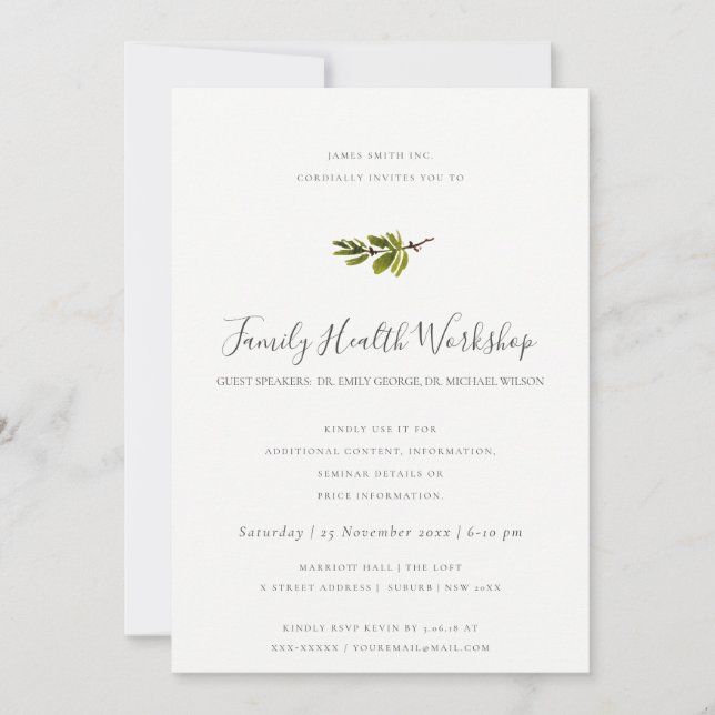 INVITATION FAUNE VERTE ROSE EUCALYPTUS WREATH WORKSHOP (Devant)
