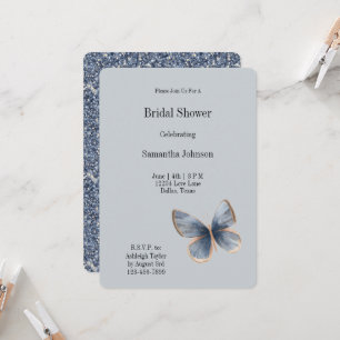 Invitation Fausse décharge de mariage papillon en jean bleu
