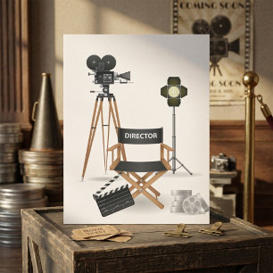 Invitation Fauteuil de réalisateur de cinéma et ensemble de c