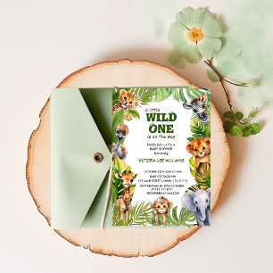 Invitation Fauve de la Jungle Animaux de Safari Tropical Baby