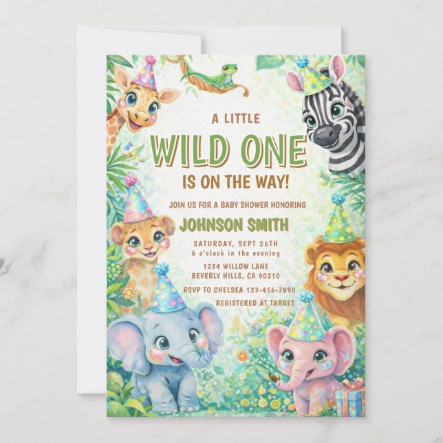 Invitation Fauve Safari Baby Shower (Devant)