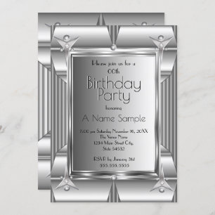 Invitation Faux Argent Chrome Revêtement métallique Anniversa