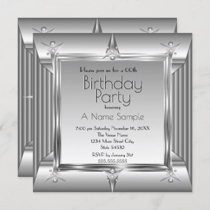 Invitation Faux Argent Chrome Revêtement métallique Anniversa