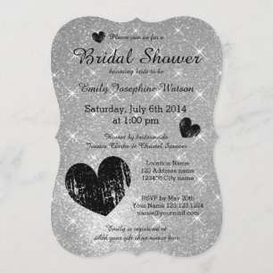 Invitation Faux argent noir parties scintillant nuptiale invi