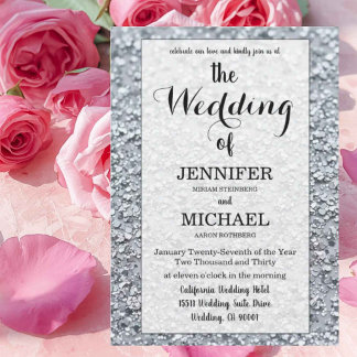 Invitation Faux Argent Pailleté | Mariage Code QR Luxe