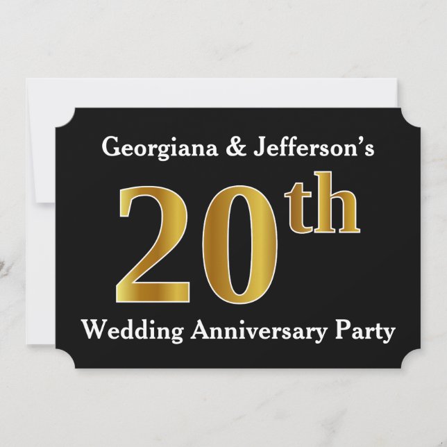 Invitation Faux aspect or 20e anniversaire de mariage (Devant)