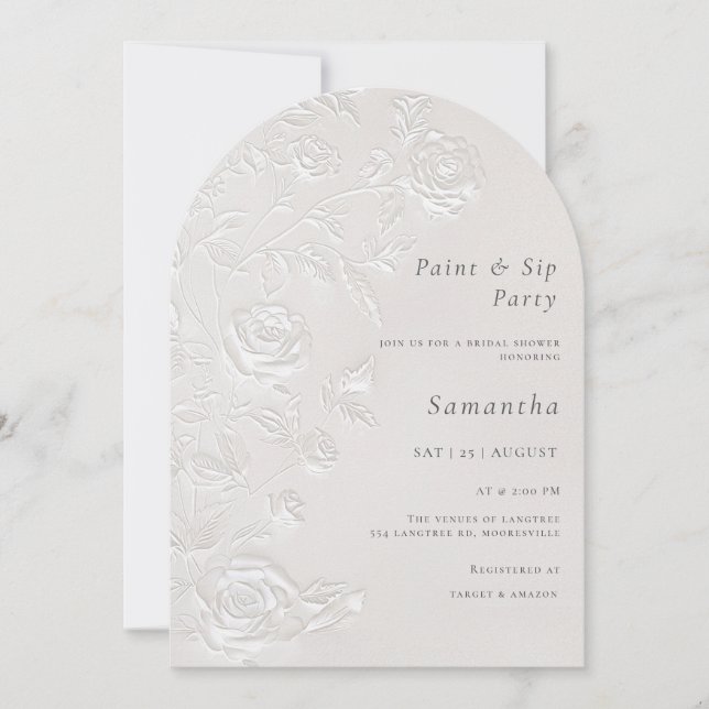 Invitation Faux Blind Embossed Bridal Shower (Devant)