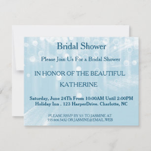 Invitation Faux Blue Glittering Fab Confetti Sparkles Points